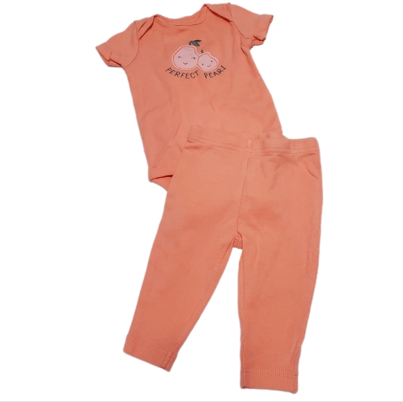 Carter's Child of Mine Baby Girl's 2Pc Orange Bodysuit & Pant Set Size 0-3Months - Picture 1 of 14